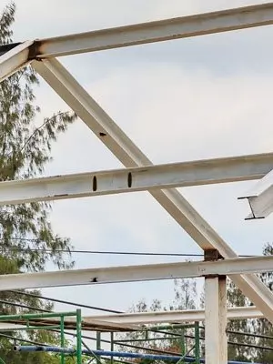steel portal frame in construction